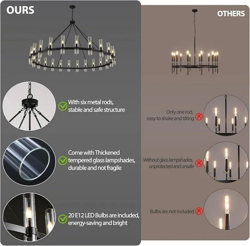 Wagon Wheel Glass Chandelier 60