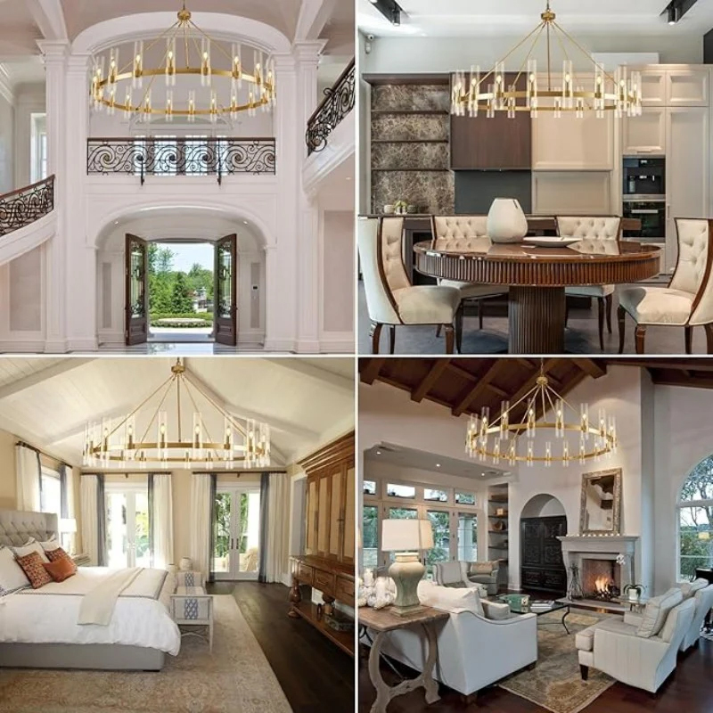 Wagon Wheel Glass Chandelier 60