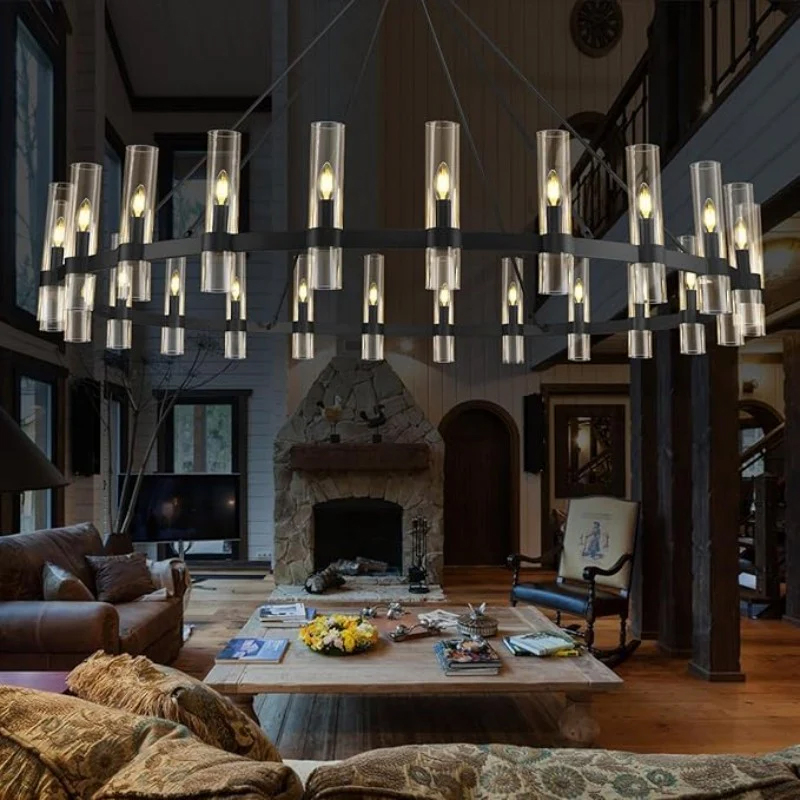 Wagon Wheel Glass Chandelier 60