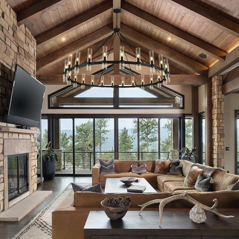 Wagon Wheel Glass Chandelier 60