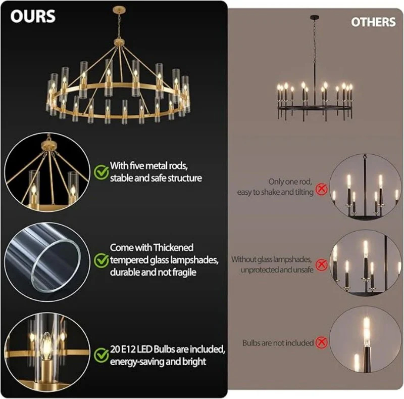 Wagon Wheel Glass Chandelier 60