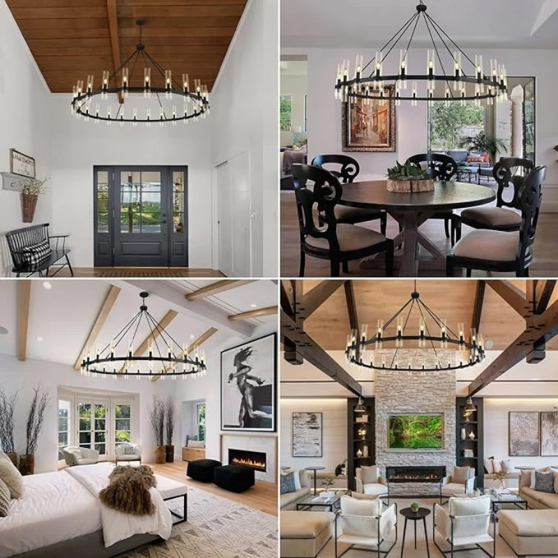 Wagon Wheel Glass Chandelier 60