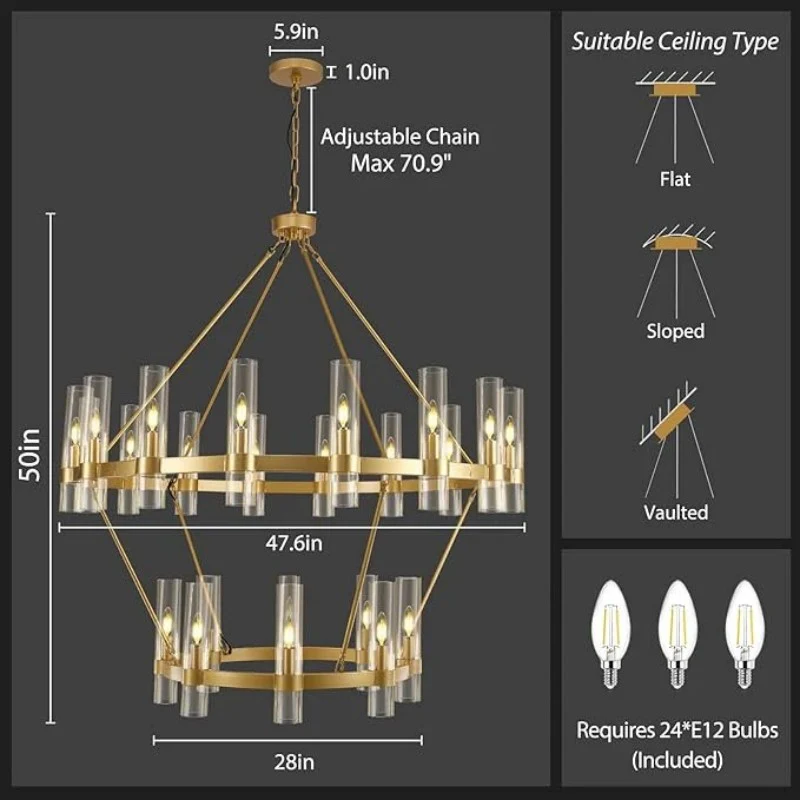 Wagon Wheel 2 Tier Glass Chandelier