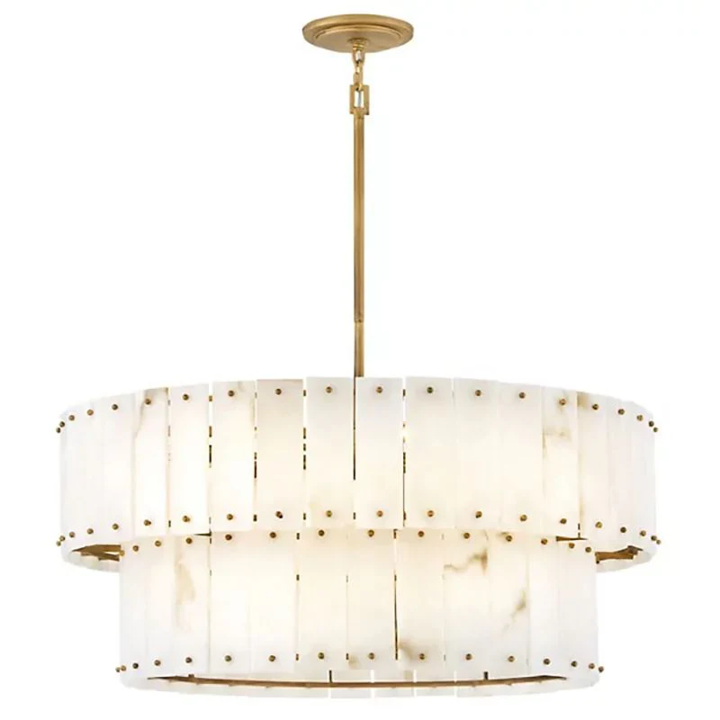 Simona Alabaster Drum 2-Tier Chandelier