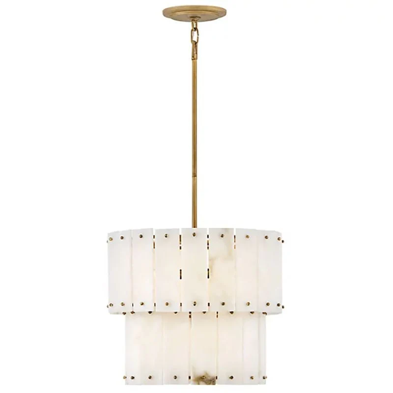 Simone Alabaster Round 2-Tier Chandelier 17.5