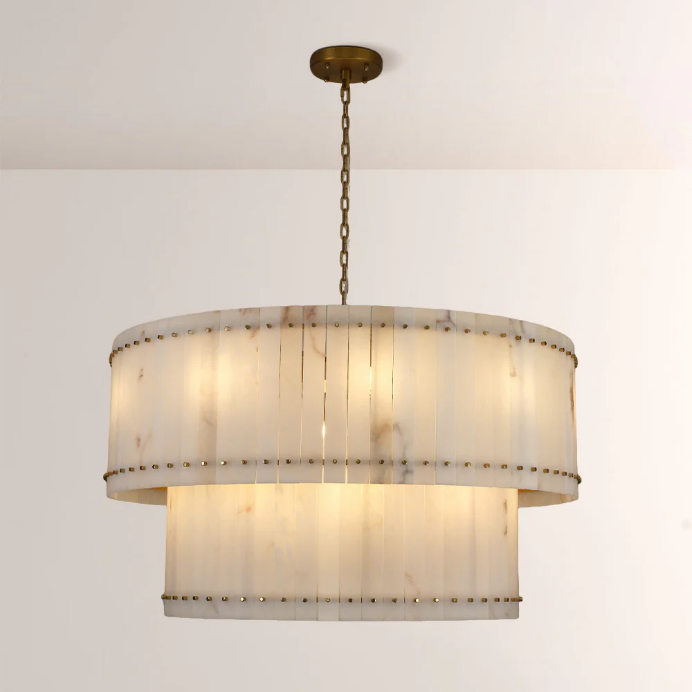 San Marco Alabaster Round 2-Tiered Chandelier