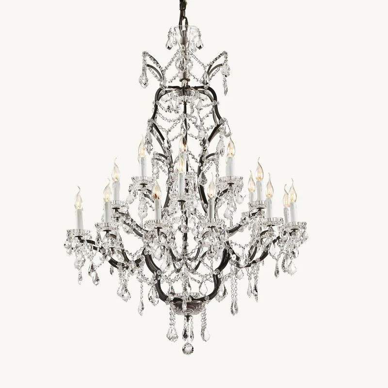 19TH C. Crystal Outdoor Chandelier 40”