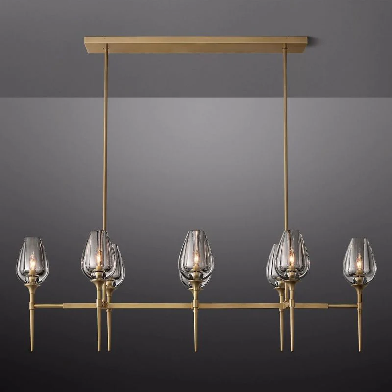 Crystal Tulip Linear Chandelier 52''