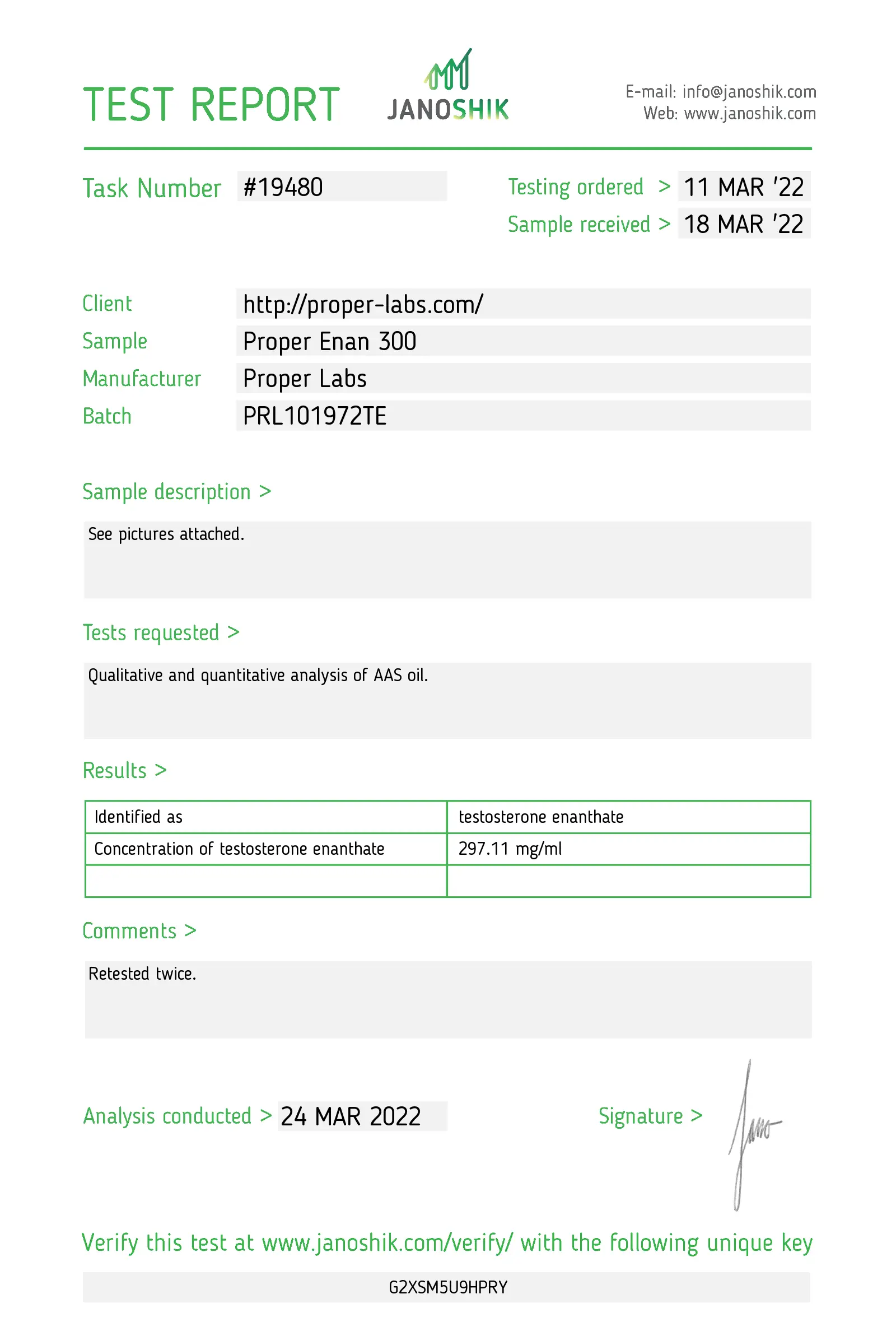 Testosterone Enanthate 300 – Proper Labs