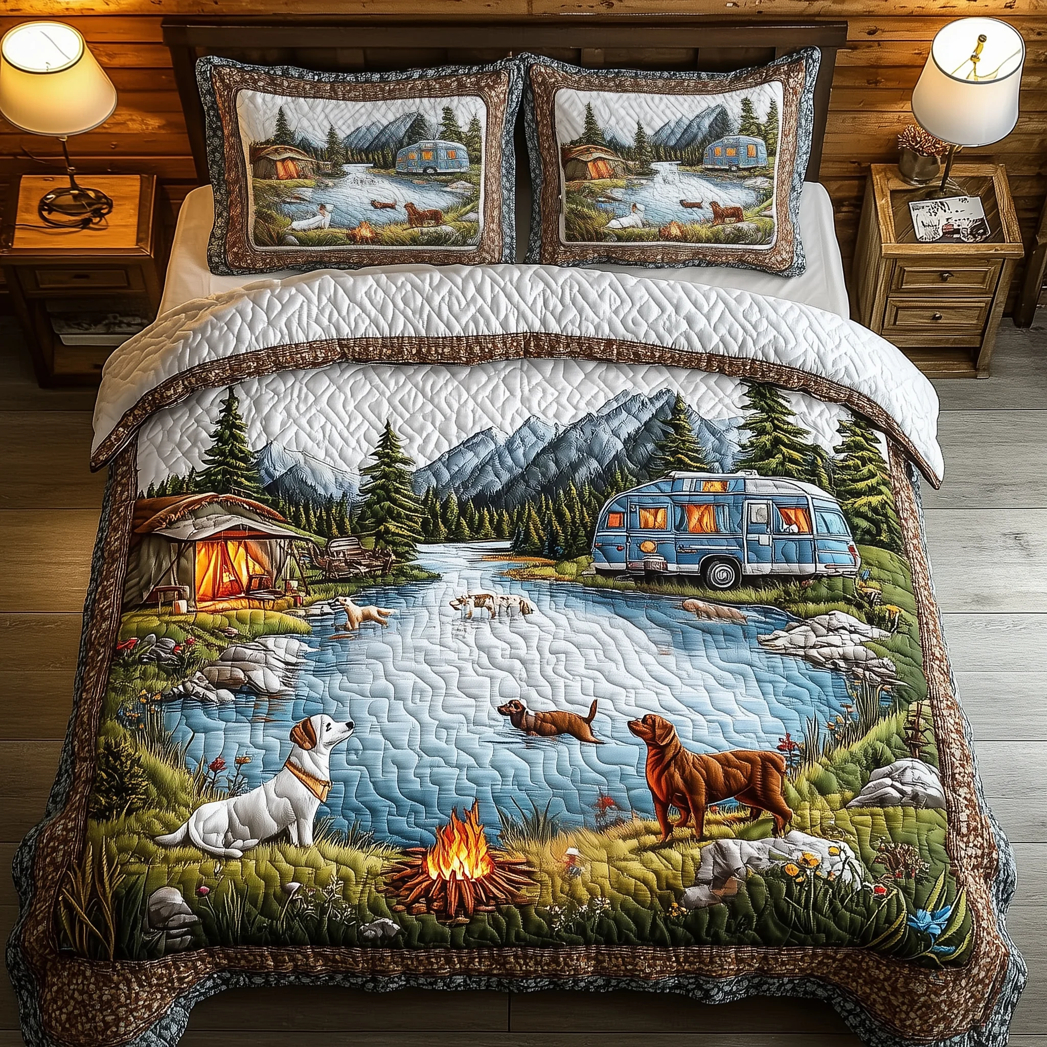 Campfires Adventure 3-Piece Quilted Bedding Set GFTOHD1055