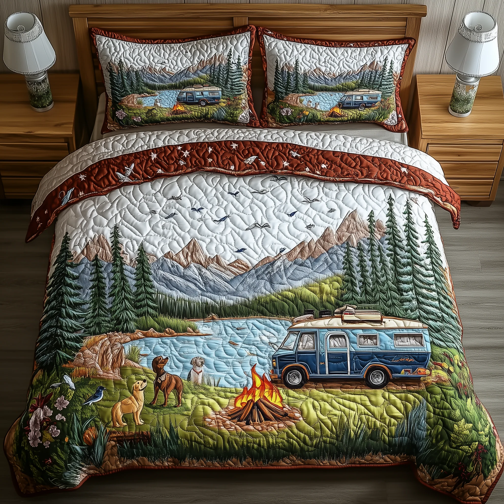 Campfires Adventure 3-Piece Quilted Bedding Set GFTOHD1053