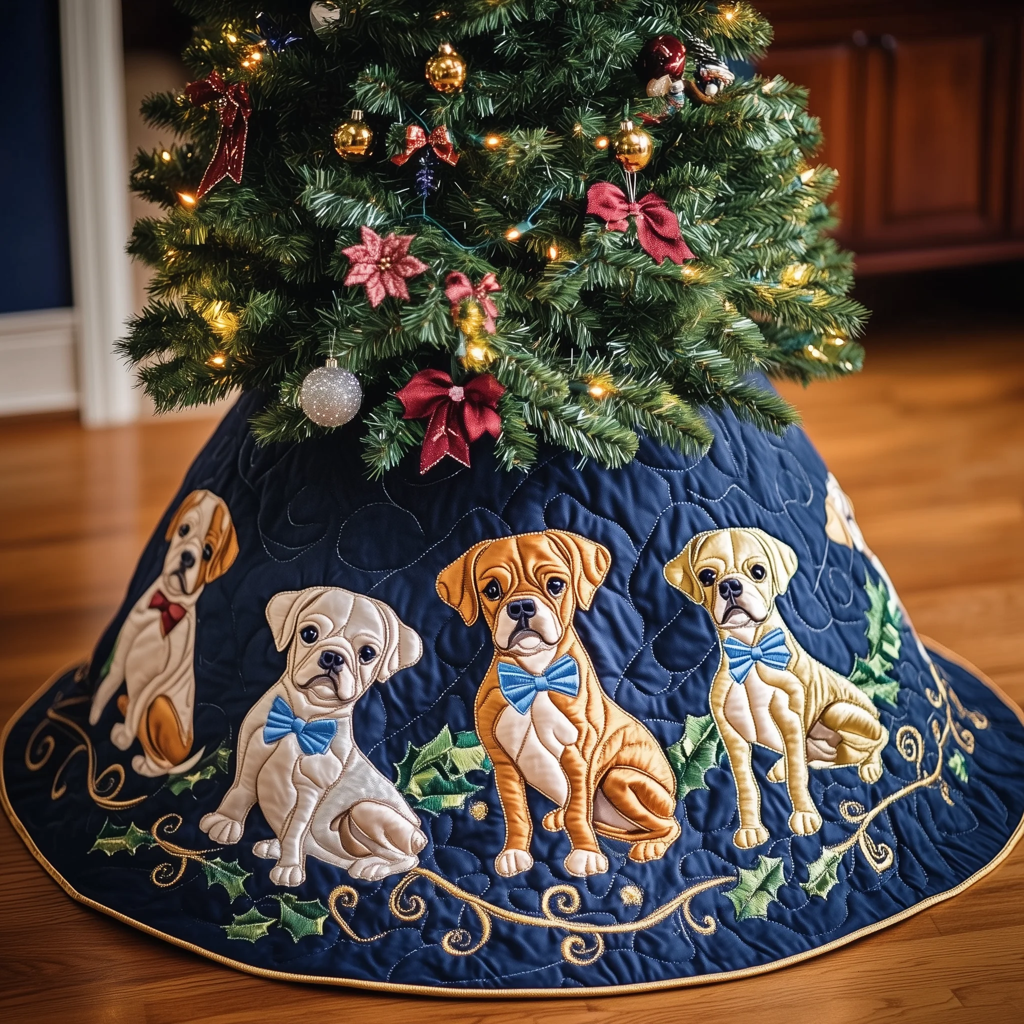 Christmas Boxer Quilted Tree Skirt GFTOAB1585