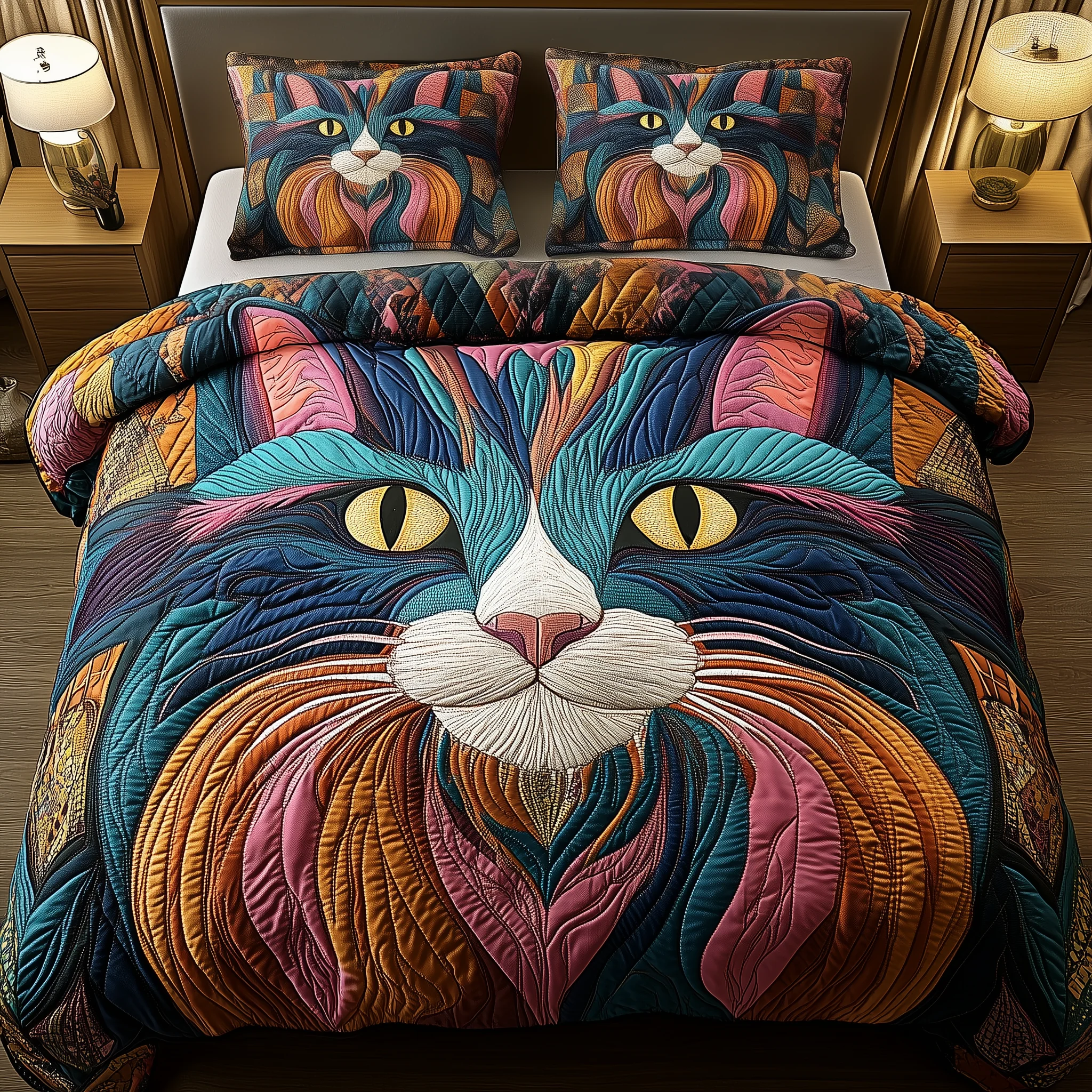 Cat 3-Piece Quilted Bedding Set GFTOAB2144