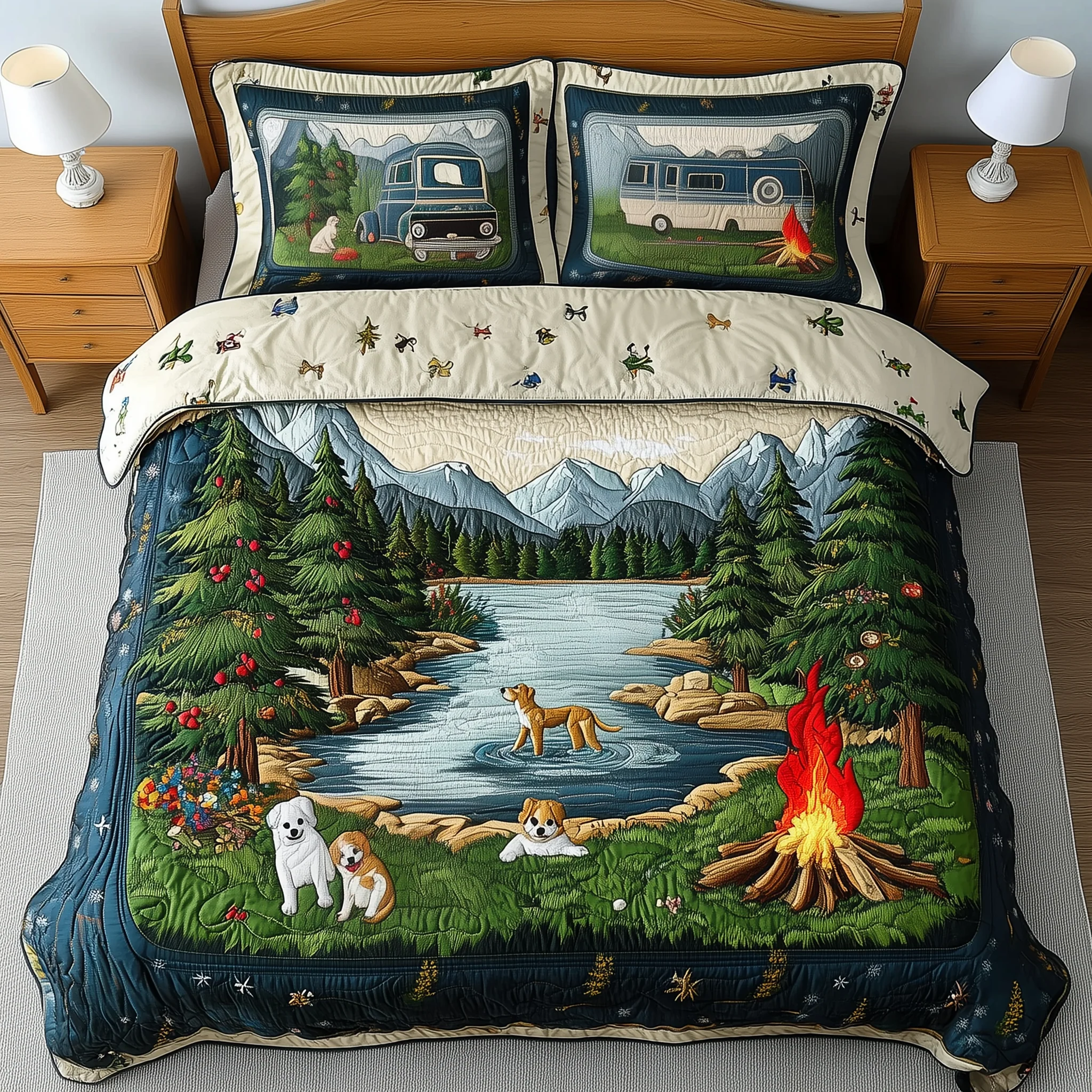 Campfires Adventure 3-Piece Quilted Bedding Set GFTOHD1056