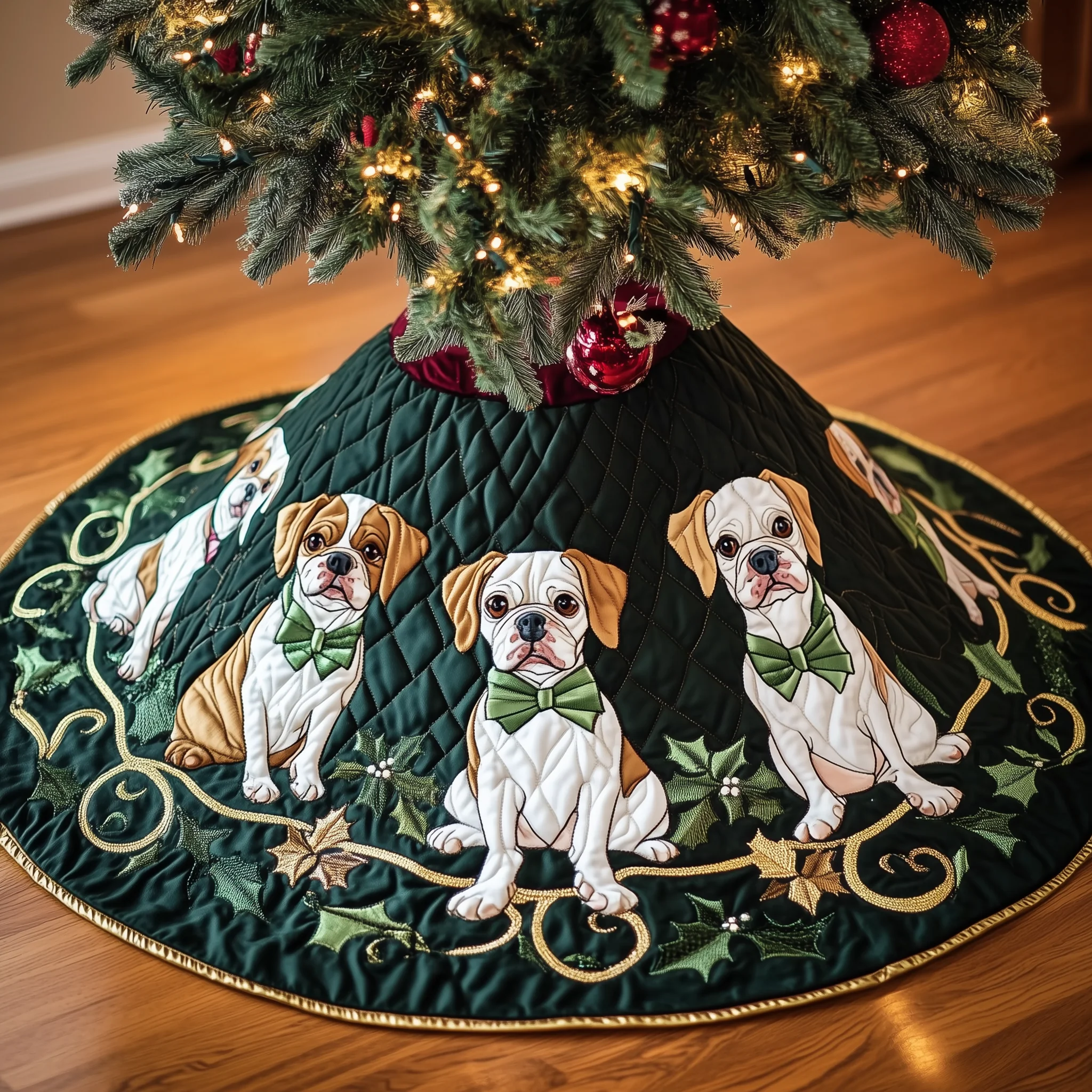 Christmas Boxer Quilted Tree Skirt GFTOAB1582