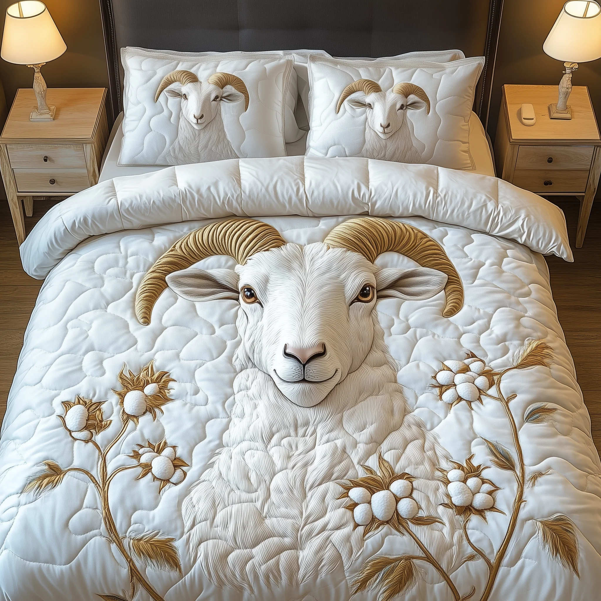 Charming Goat 3-Piece Quilted Bedding Set GFTOAB1855