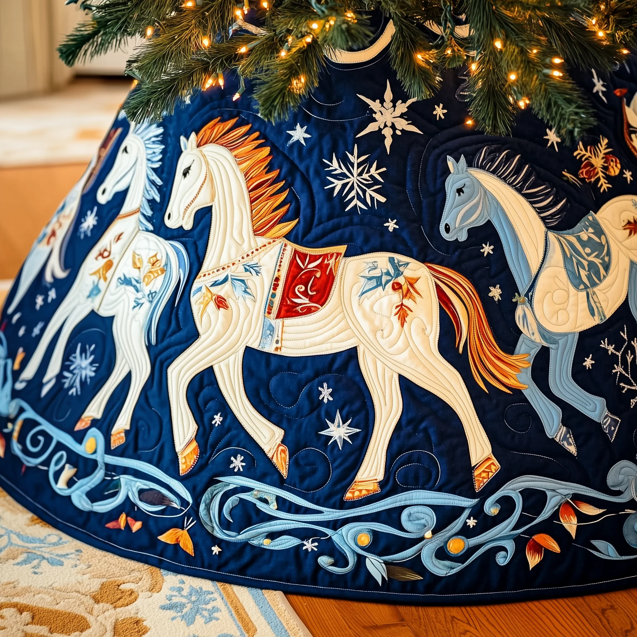 Christmas Horse Quilted Tree Skirt GFTOAB1806