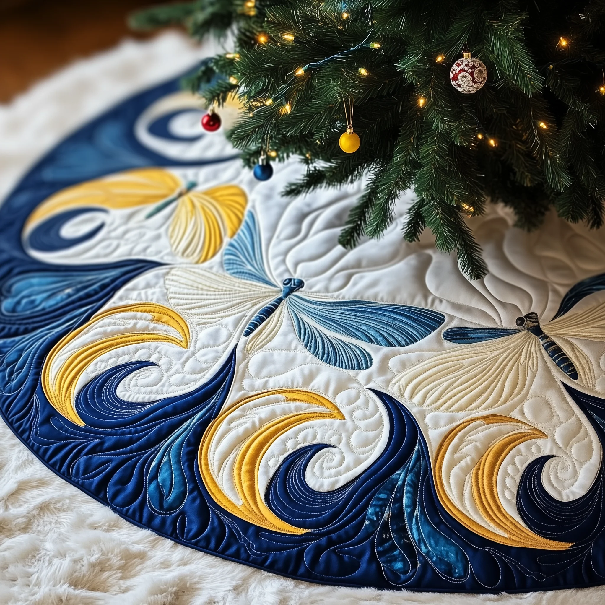 Christmas Dragonfly Quilted Tree Skirt GFTOAB202