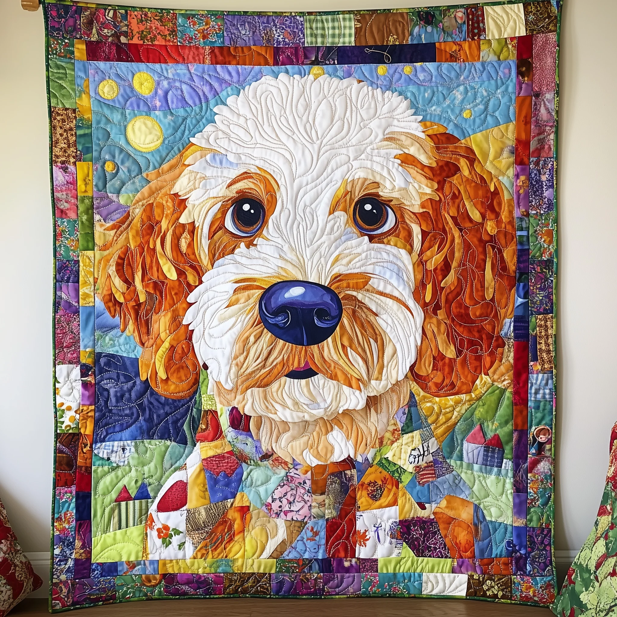 Adorable Goldendoodle Quilted Blanket GFTOAB1282