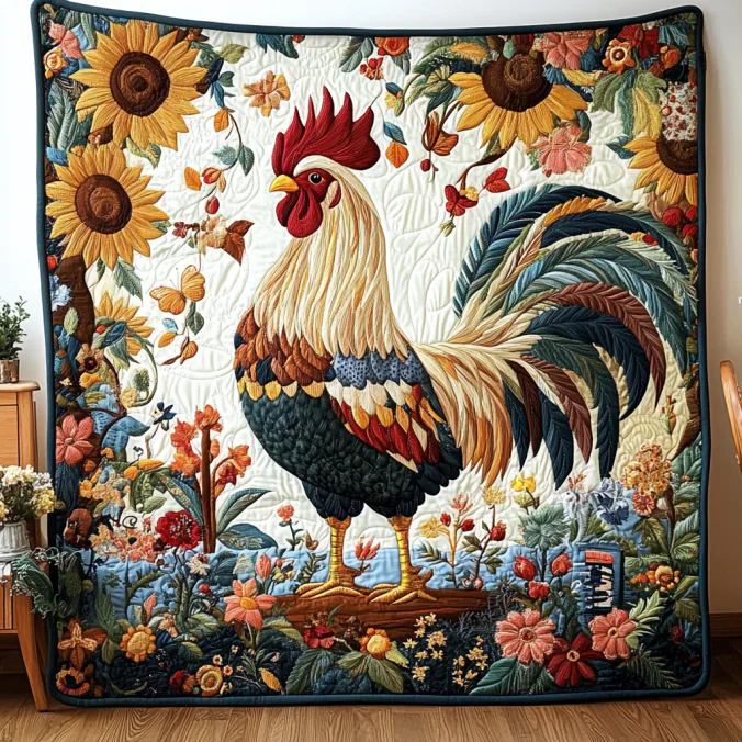 Brave Rooster Quilted Blanket RTNL035