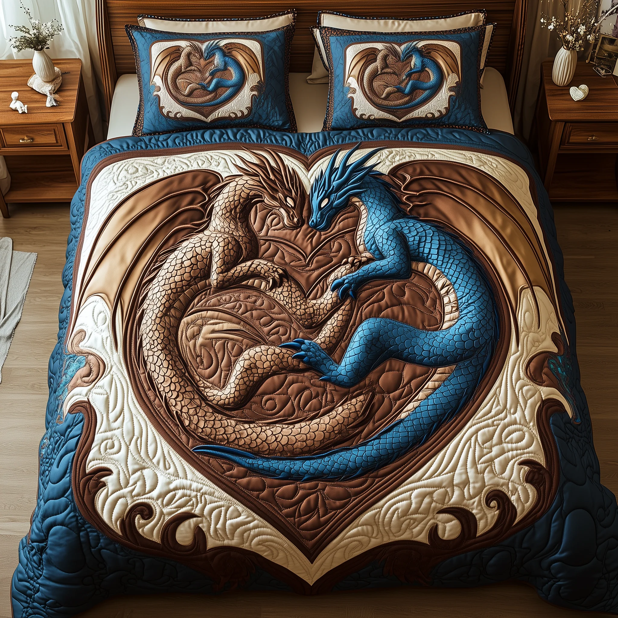 Aurora of Dragons 3-Piece Quilted Bedding Set GFTOTL1907