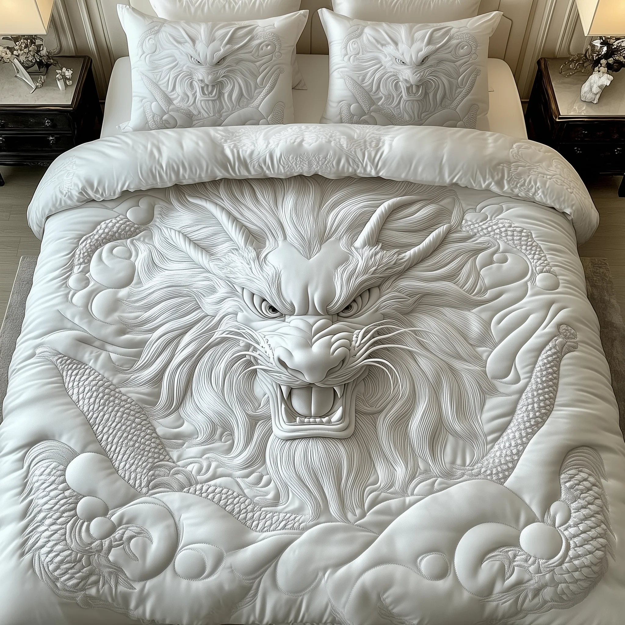Celestial Cloud Dragon 3-Piece Quilted Bedding Set GFTOHD1731