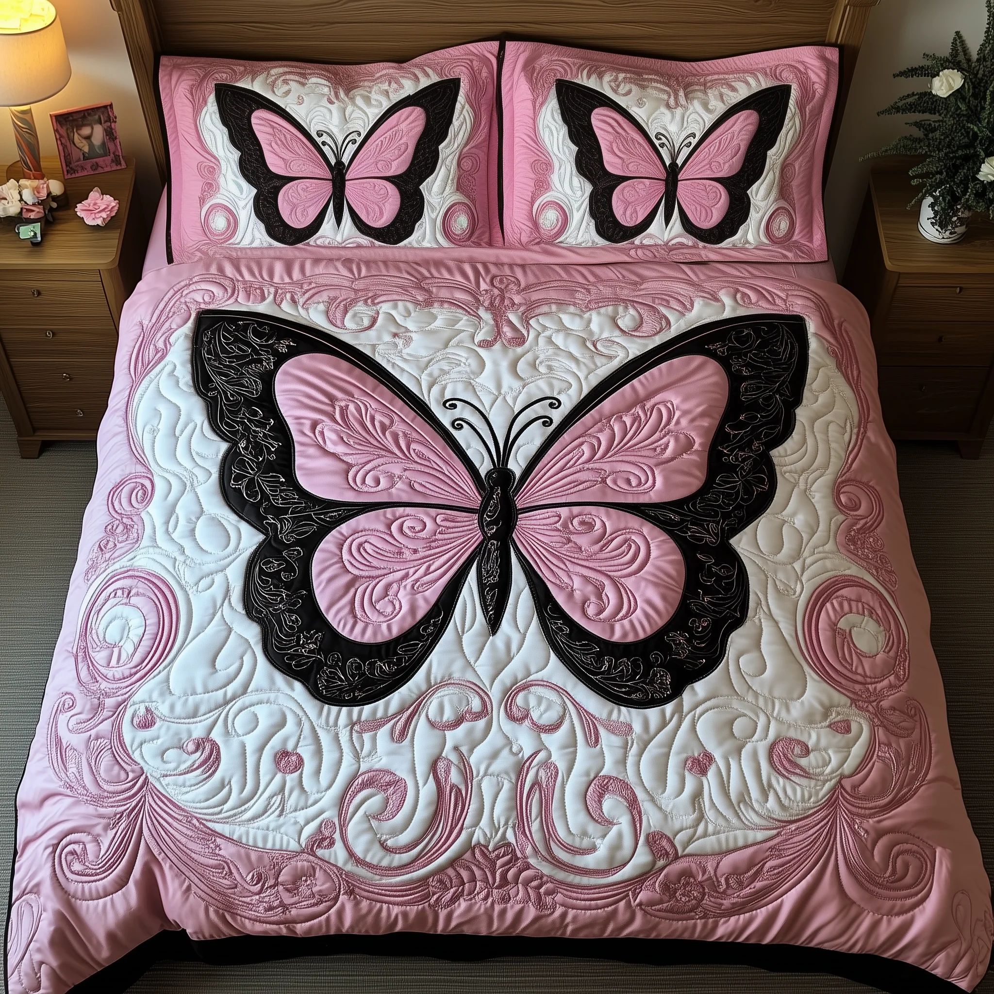 Butterfly Dreamscape 3-Piece Quilted Bedding Set GFTOTP2075