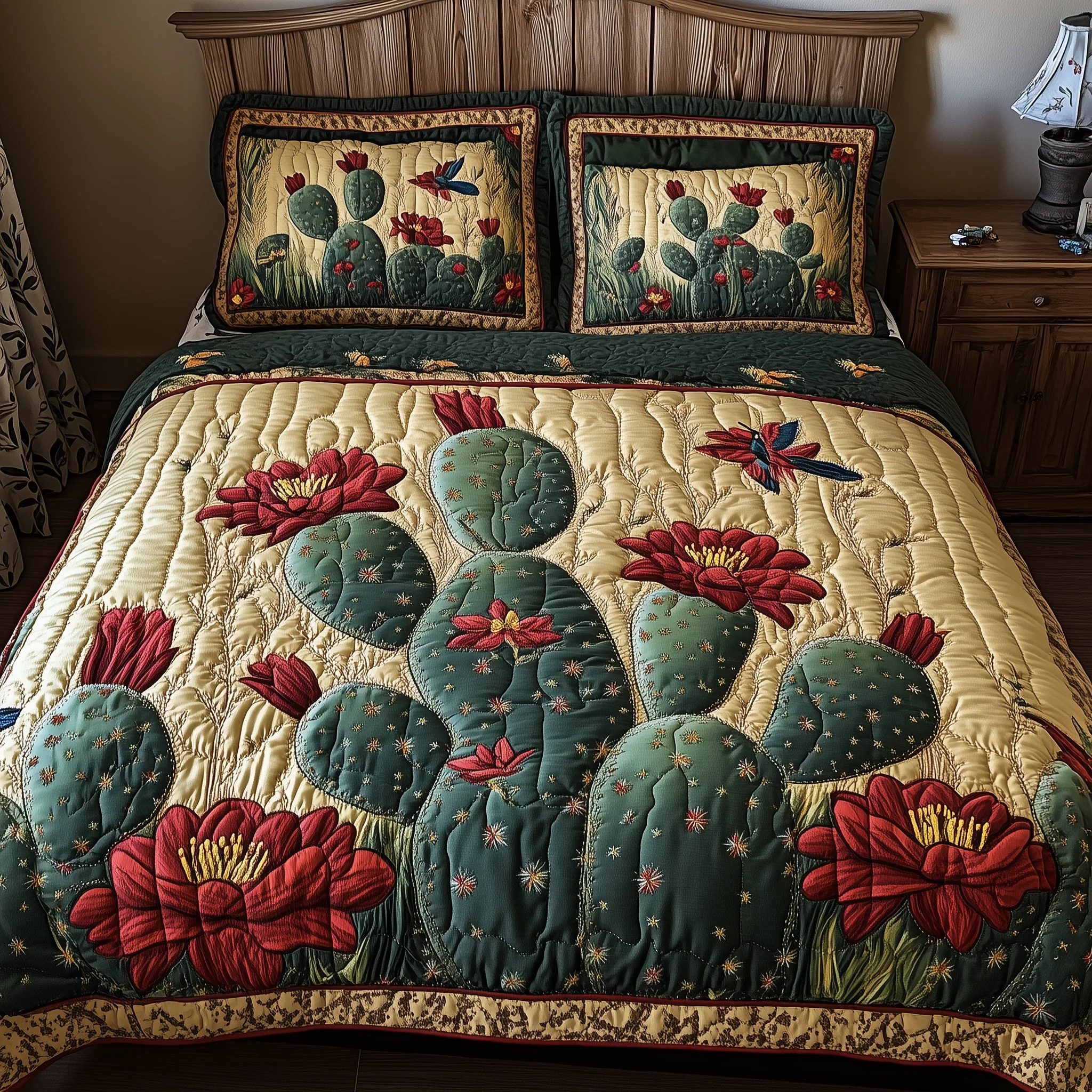 Cactus Dreamer 3-Piece Quilted Bedding Set GFTONL1855