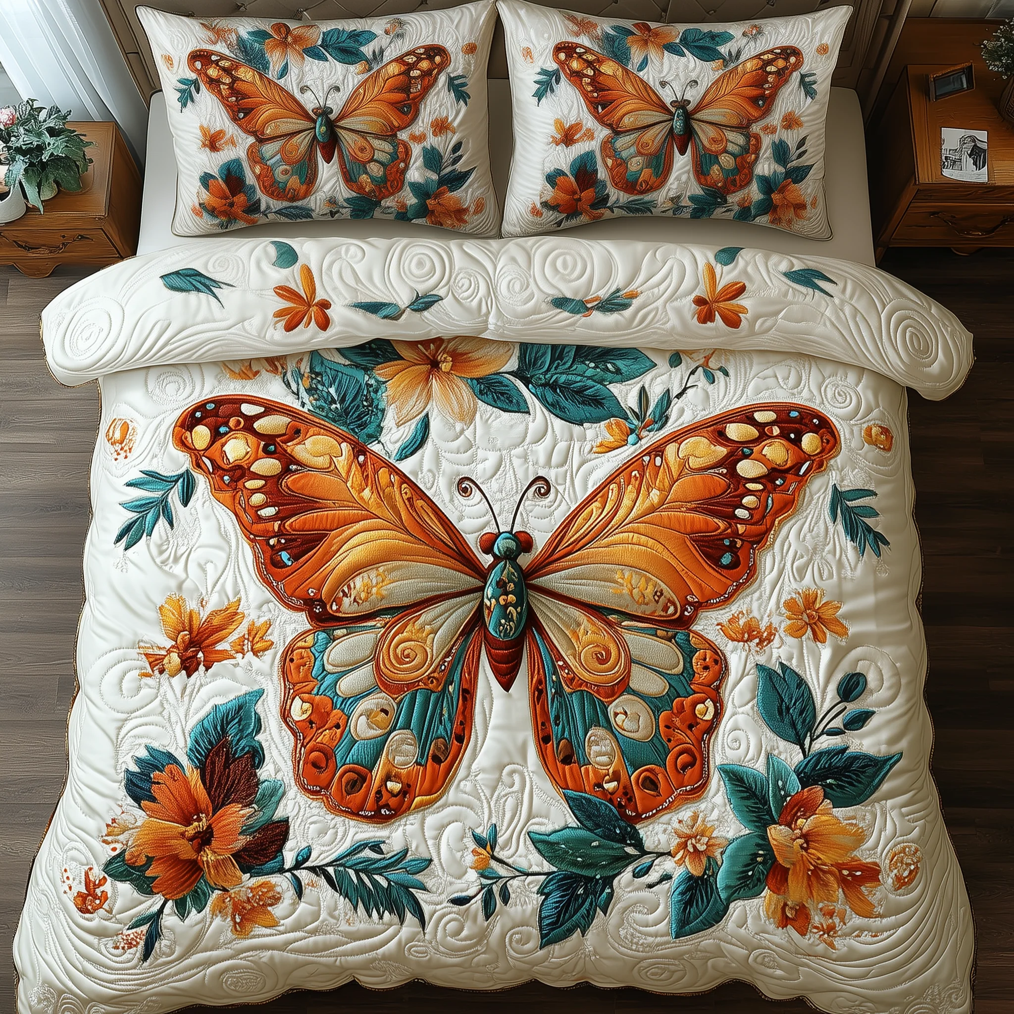 Butterfly Dreamscape 3-Piece Quilted Bedding Set GFTOTP2076