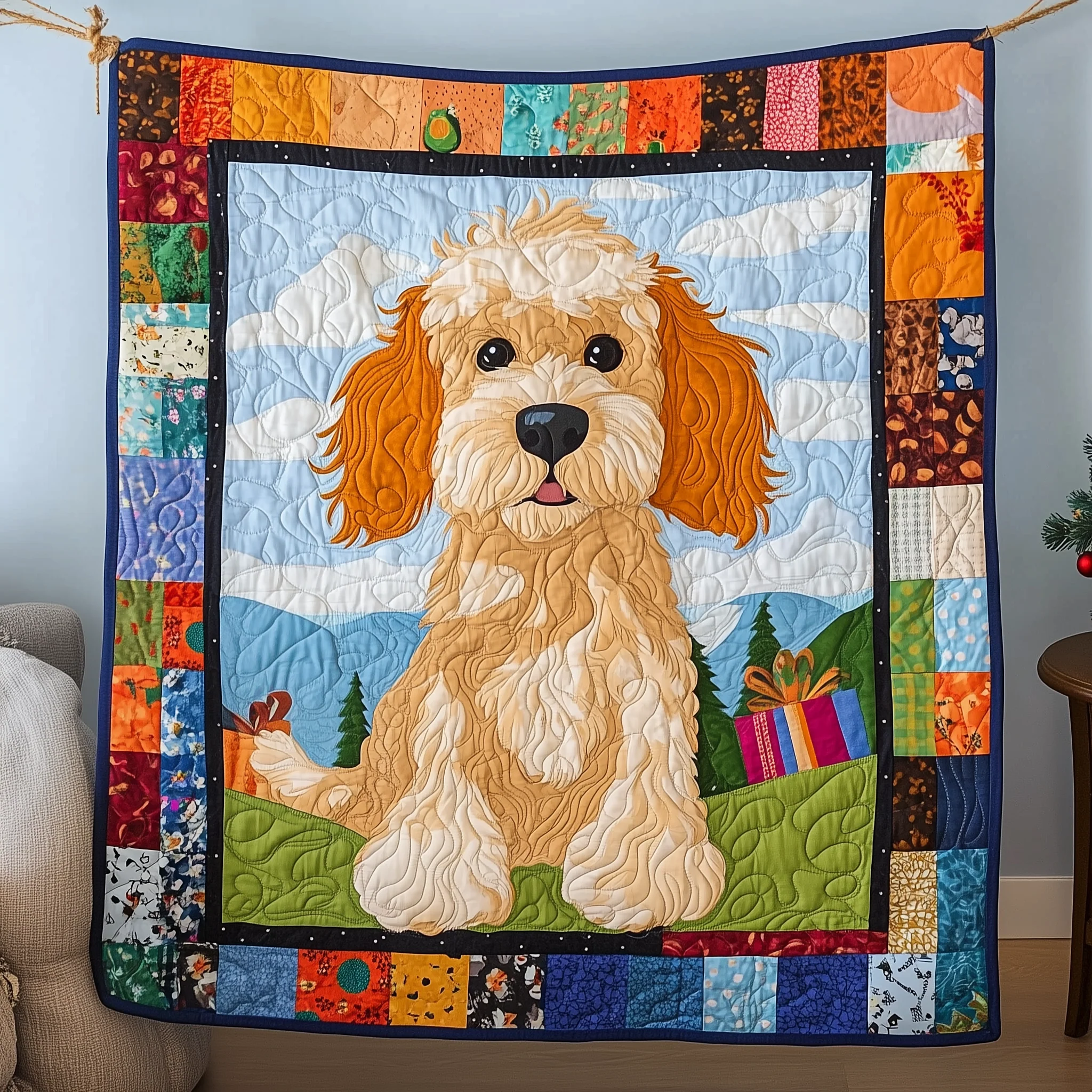 Adorable Goldendoodle Quilted Blanket GFTOAB1283