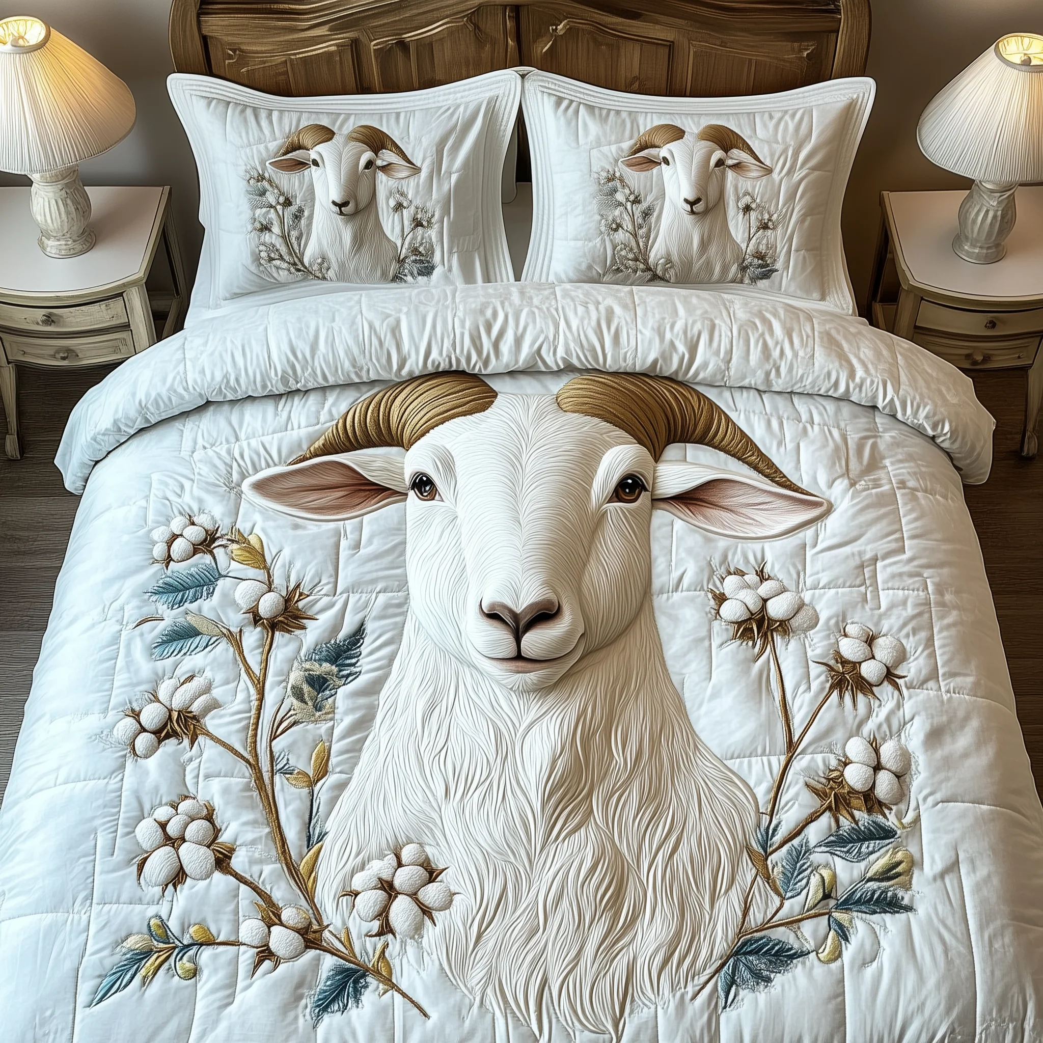 Charming Goat 3-Piece Quilted Bedding Set GFTOAB1852
