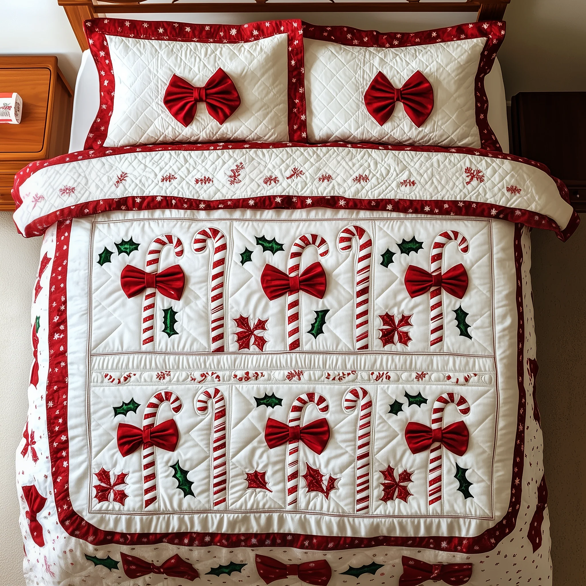 Candy Canes 3-Piece Quilted Bedding Set GFTOAB1420