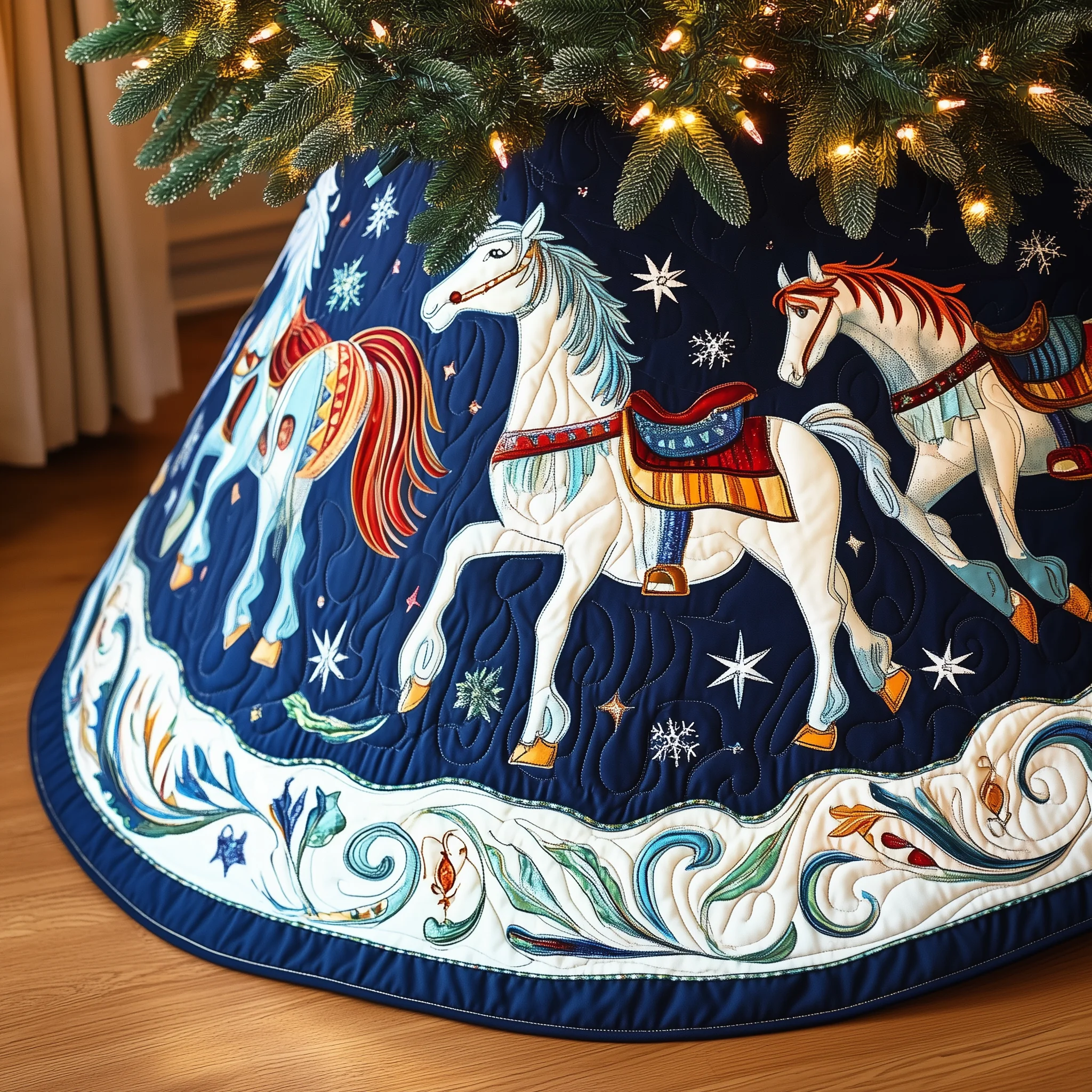 Christmas Horse Quilted Tree Skirt GFTOAB1804