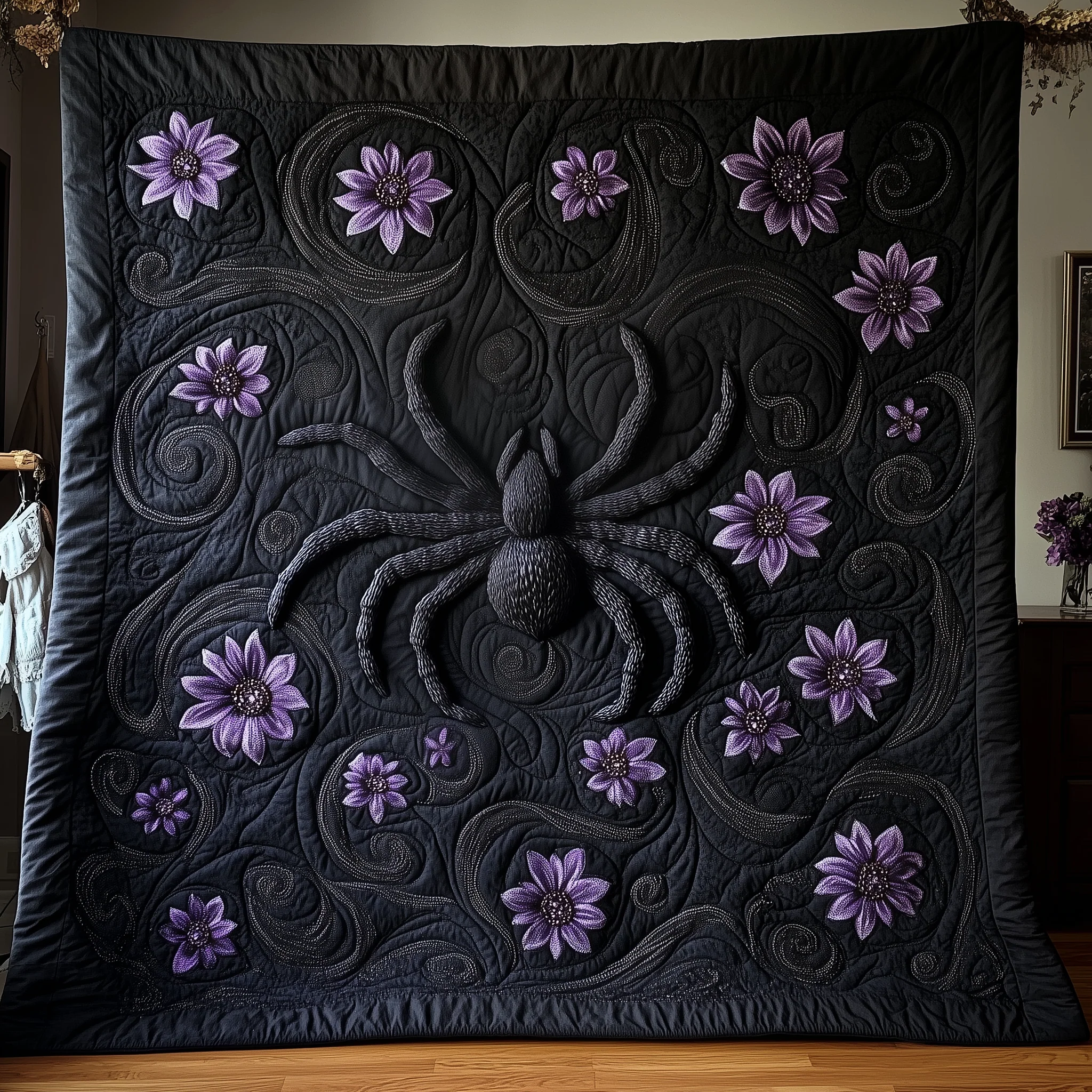 Black Spider Quilted Blanket GFTOAB1341