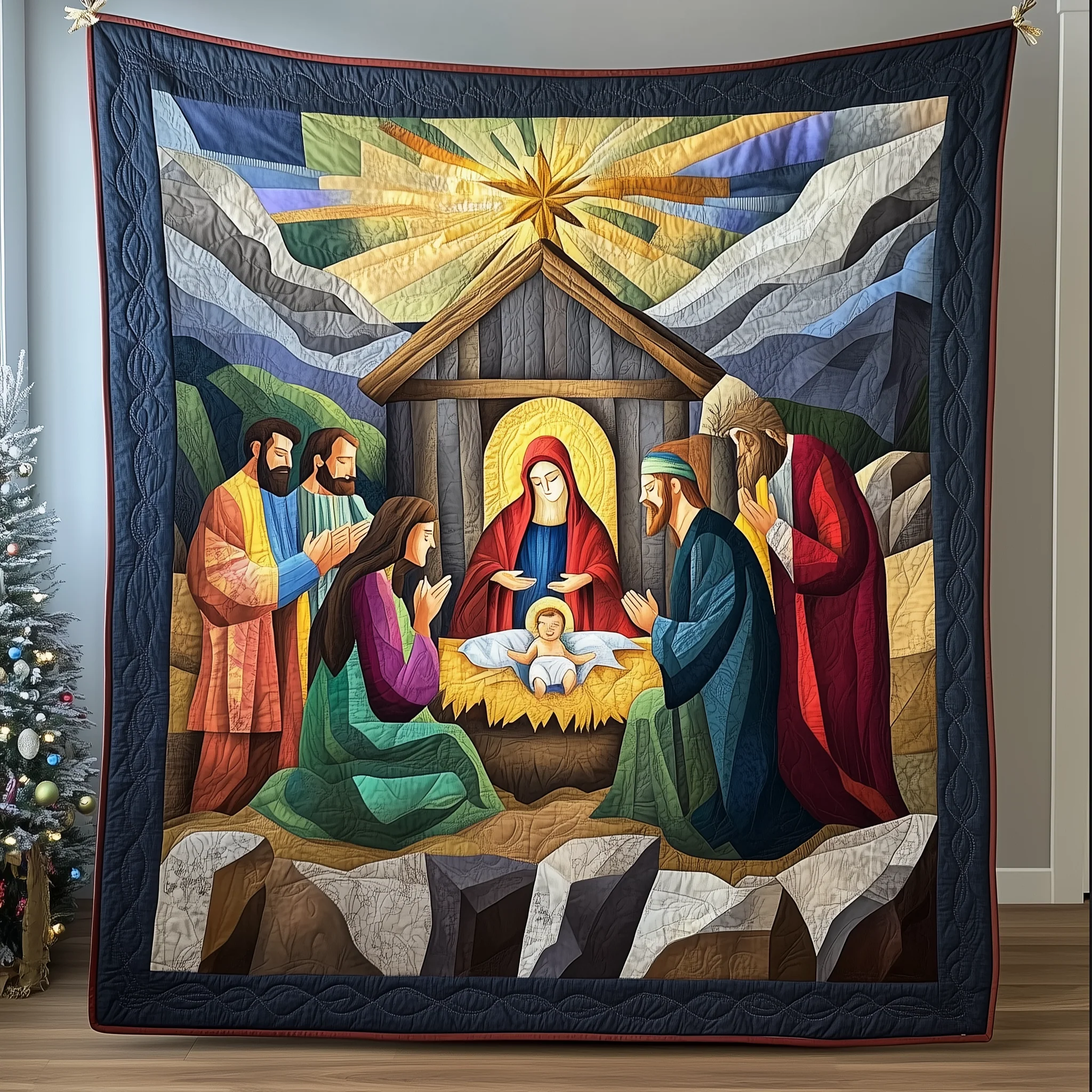 Amazing Grace Nativity Scene Quilted Blanket GFTONL919