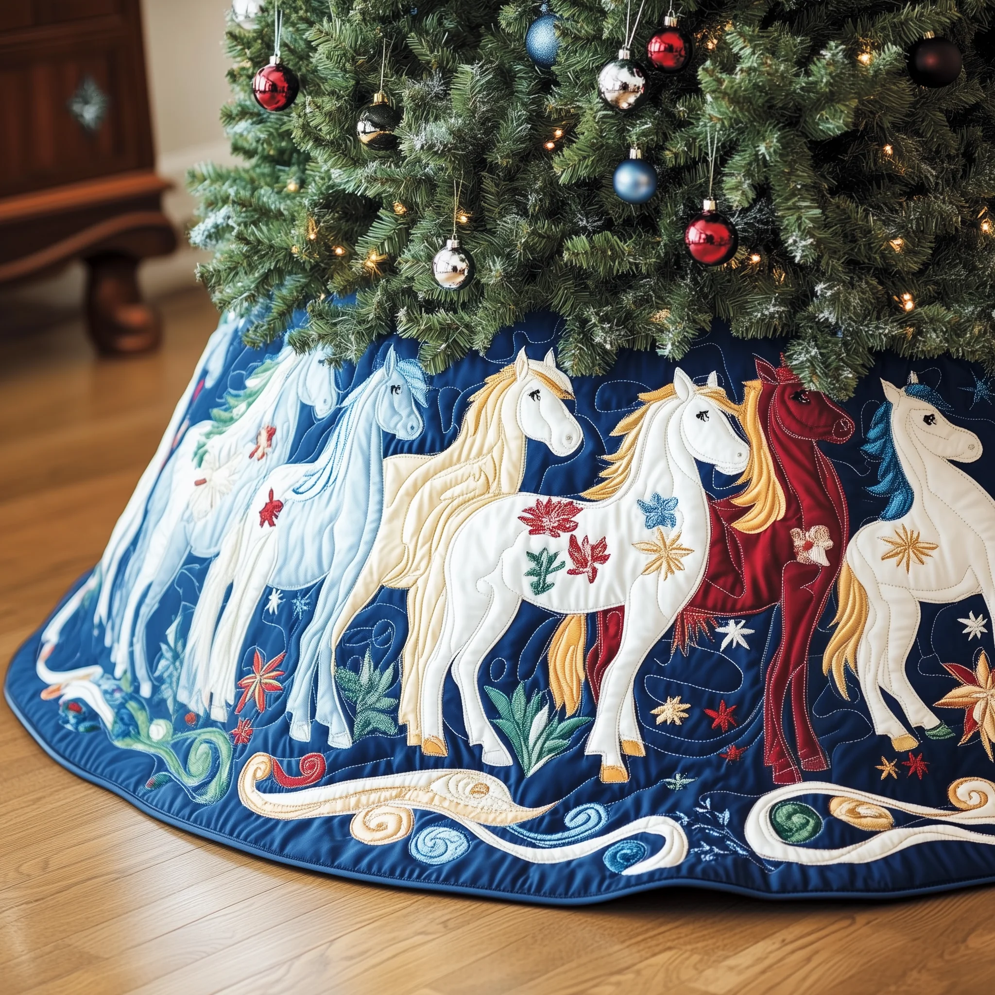 Christmas Horse Quilted Tree Skirt GFTOAB1810