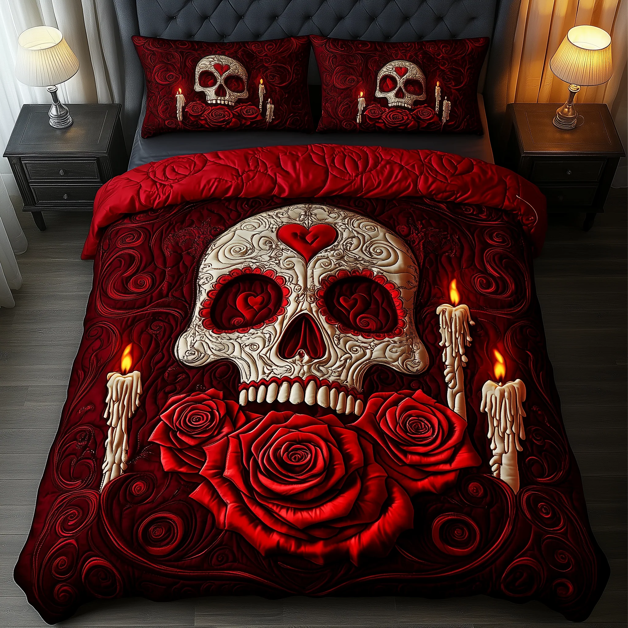 A Valentine Dinner 3-Piece Quilted Bedding Set GFTOAB1951