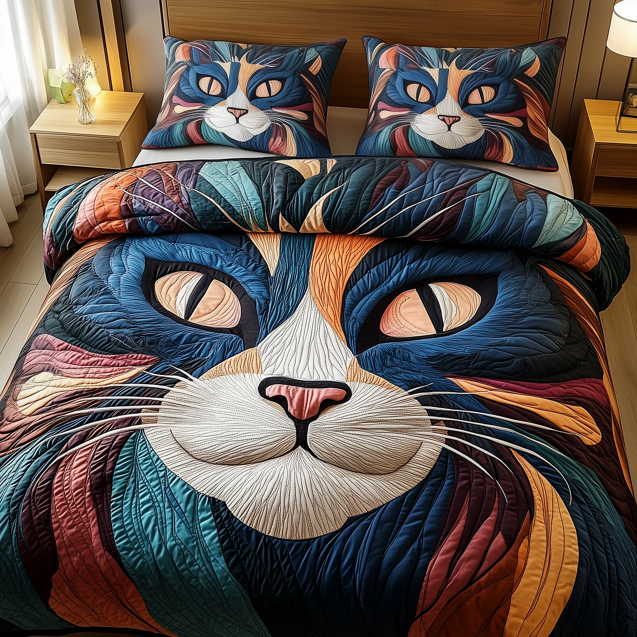 Cat 3-Piece Quilted Bedding Set GFTOAB2145