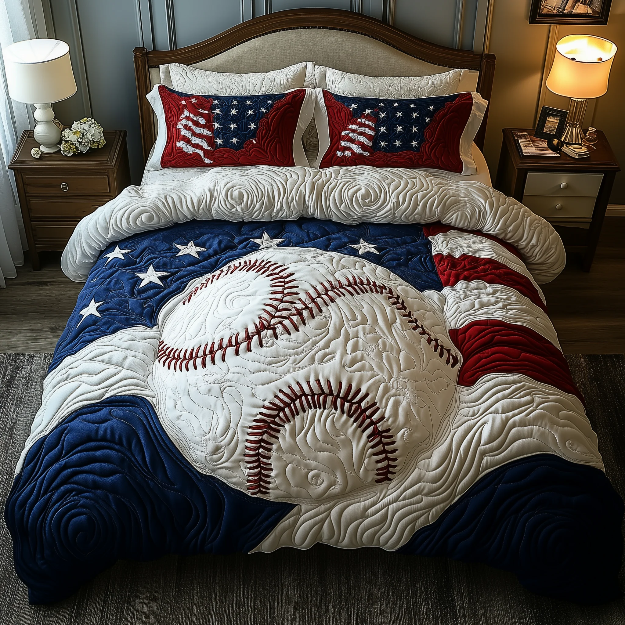 American Baseball 3-Piece Quilted Bedding Set GFTOHD1516
