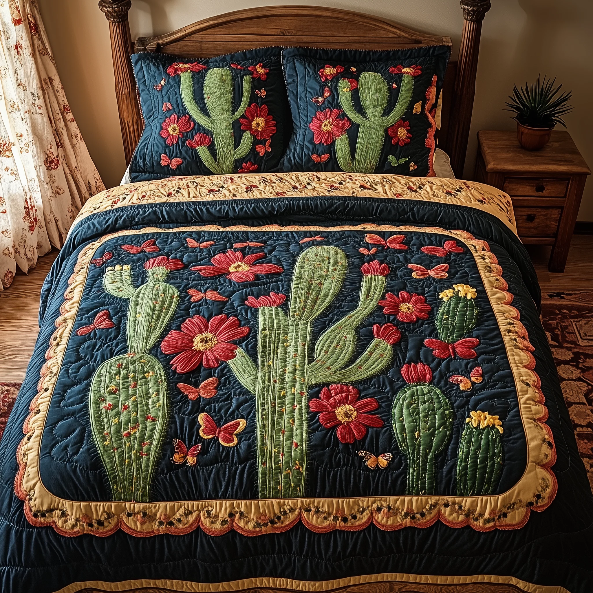 Cactus Dreamer 3-Piece Quilted Bedding Set GFTONL1856