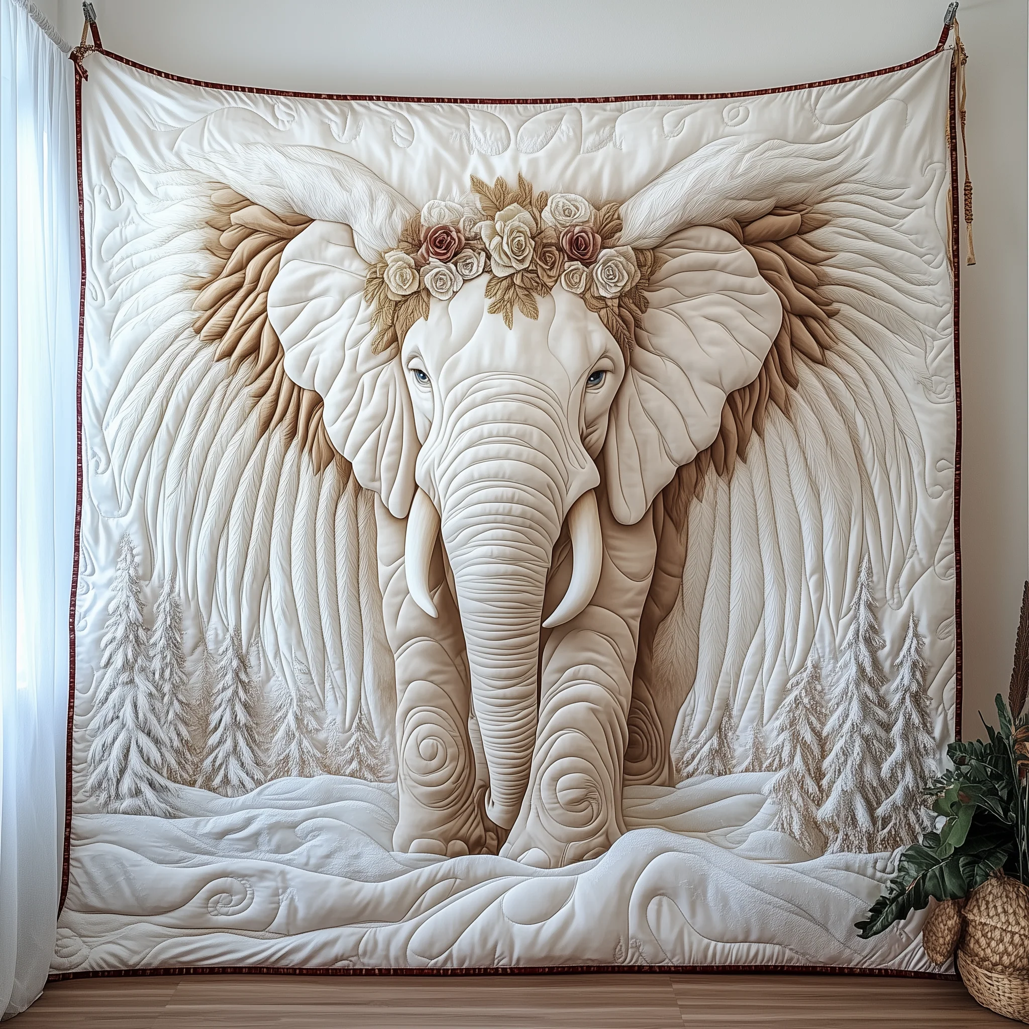 Charming White Elephant Quilted Blanket GFTONL1594