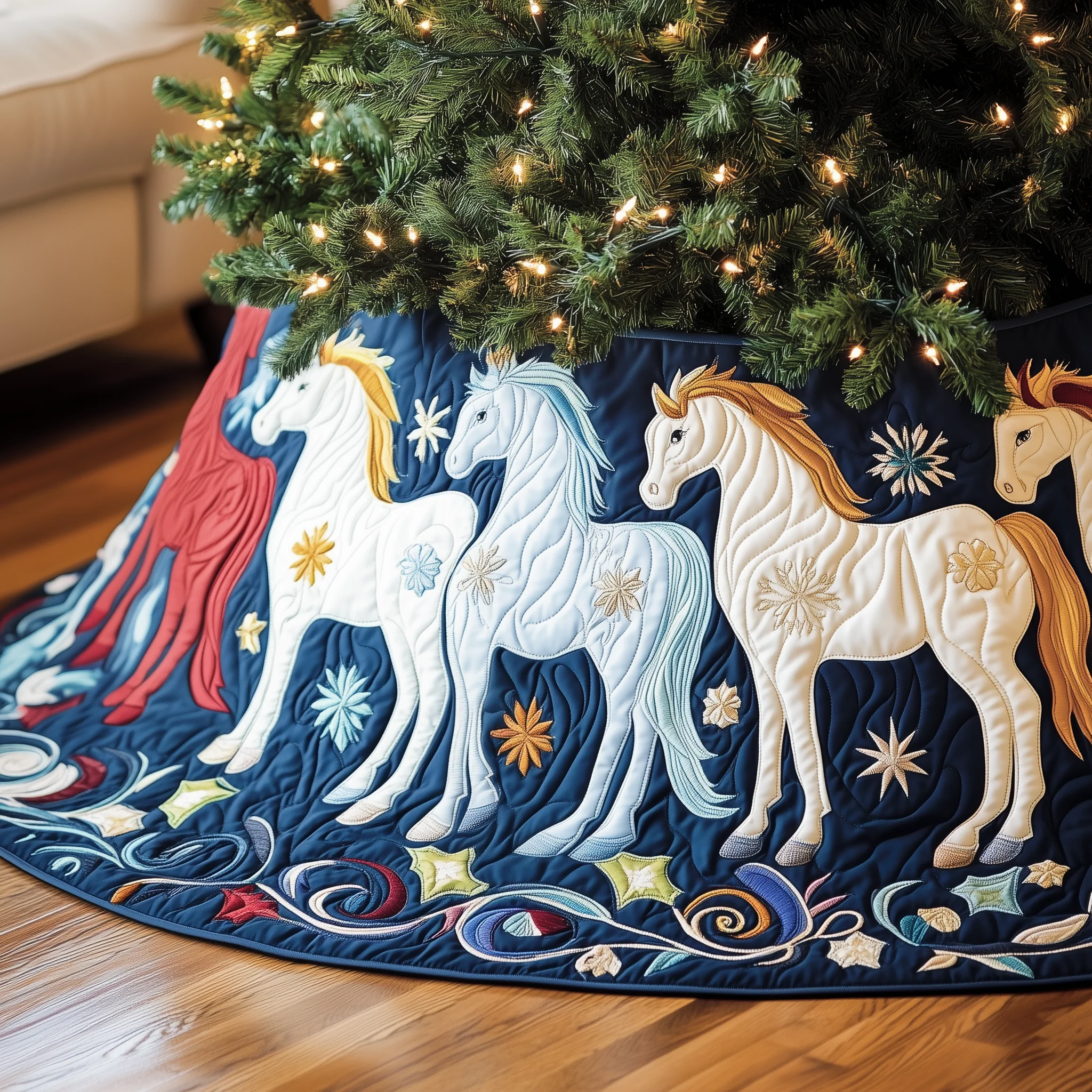 Christmas Horse Quilted Tree Skirt GFTOAB1811