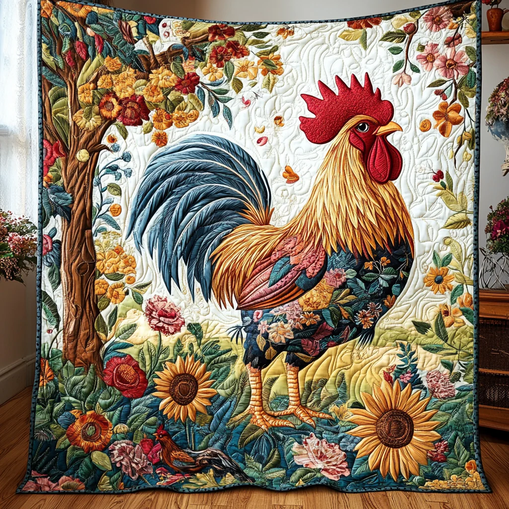 Brave Rooster Quilted Blanket RTNL038