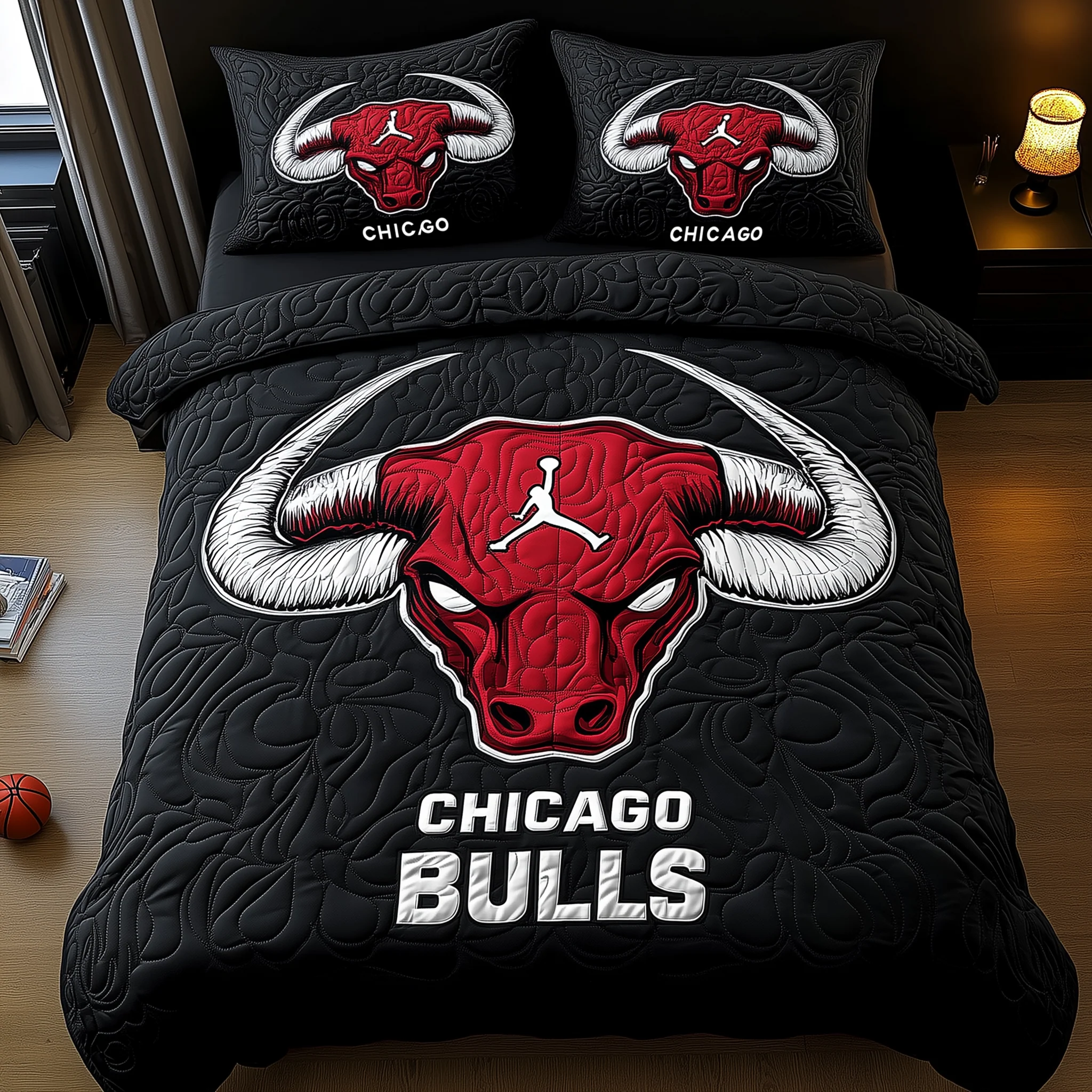 Chicago Bulls 3-Piece Quilted Bedding Set GFTOHD1440