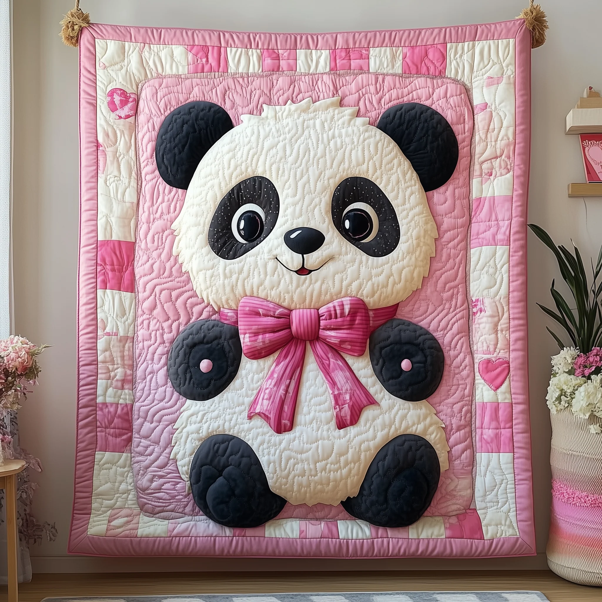 Adorable Pink Panda Quilted Blanket GFTOHD1872