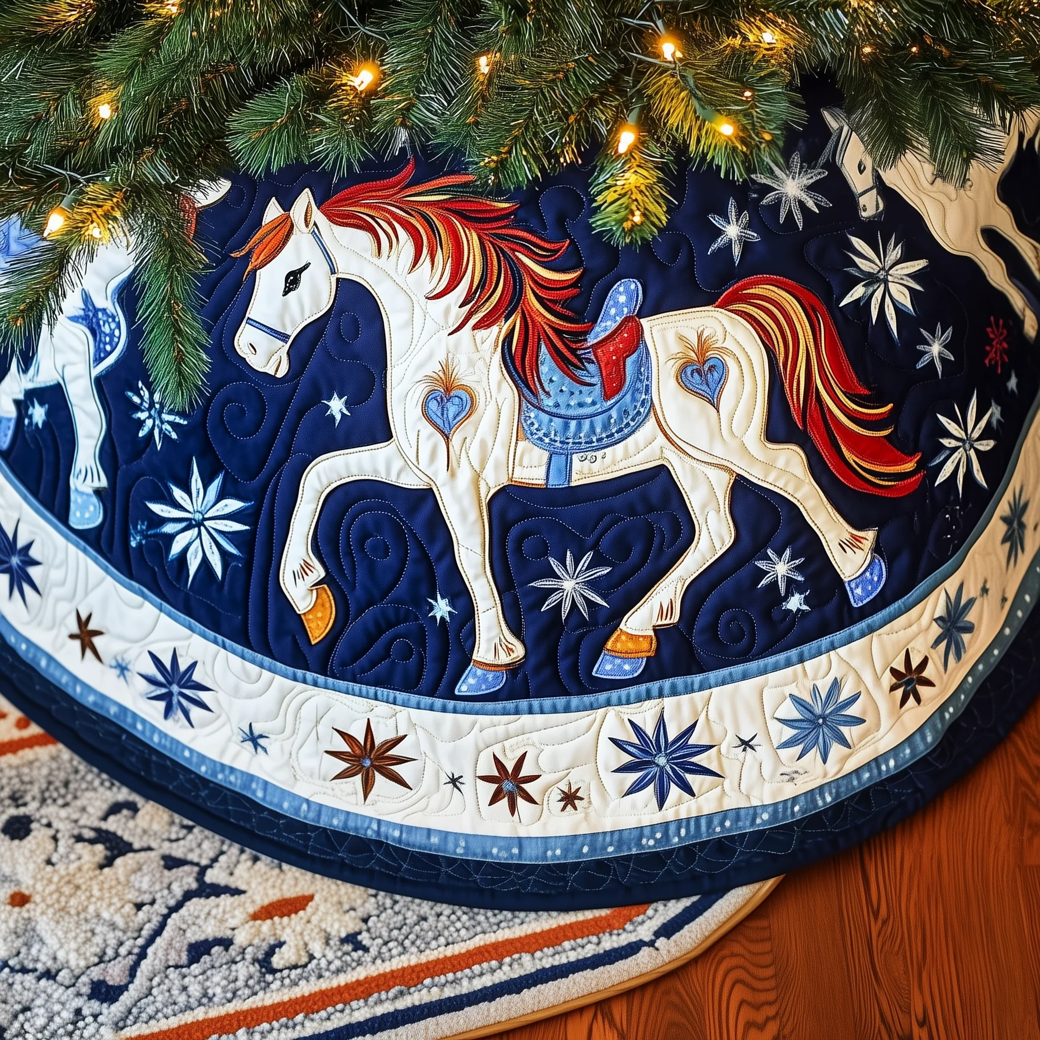 Christmas Horse Quilted Tree Skirt GFTOAB1807