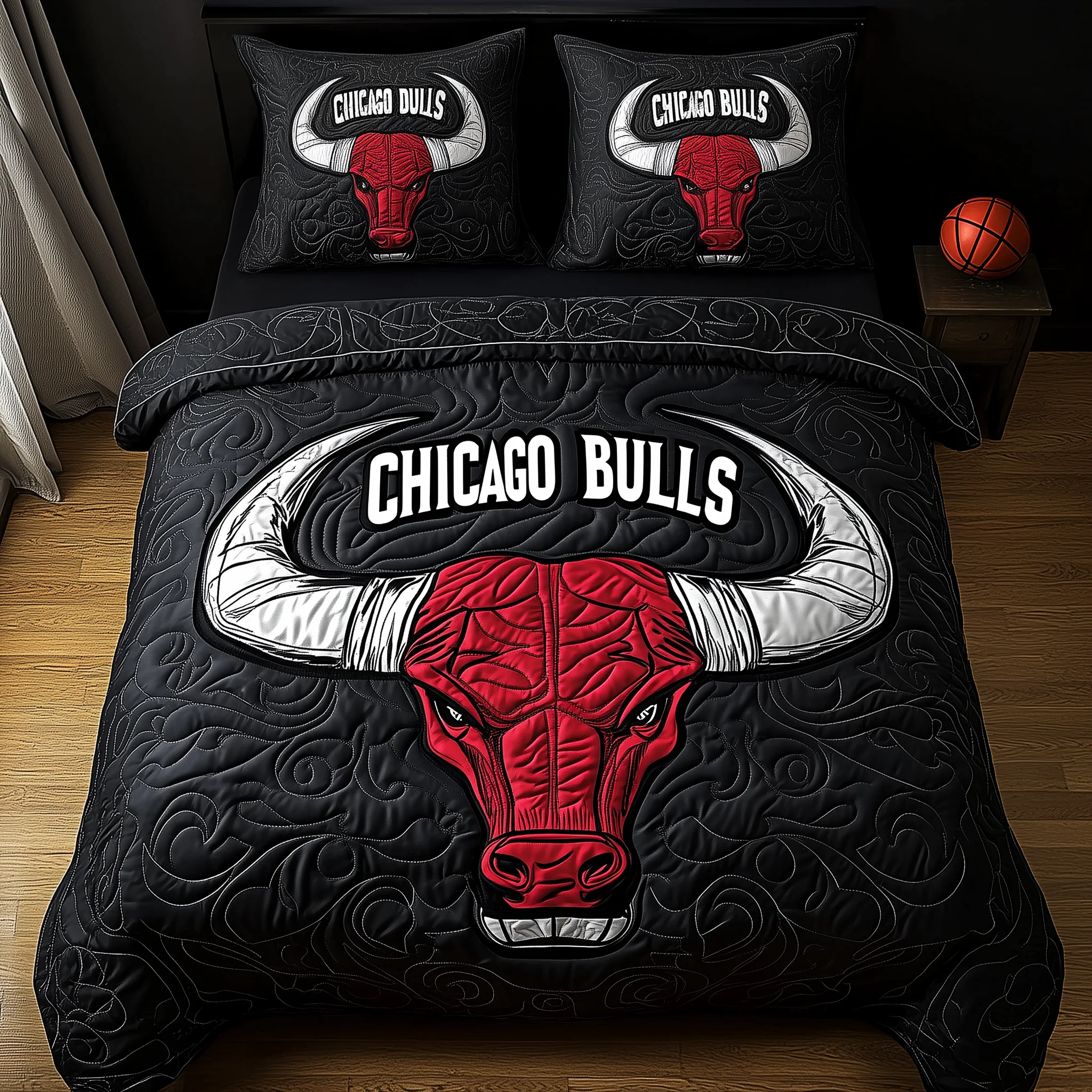 Chicago Bulls 3-Piece Quilted Bedding Set GFTOHD1441