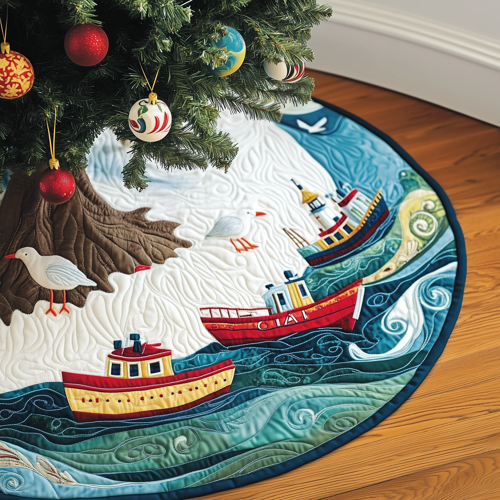 Christmas Coastal Quilted Tree Skirt GFTOAB1638