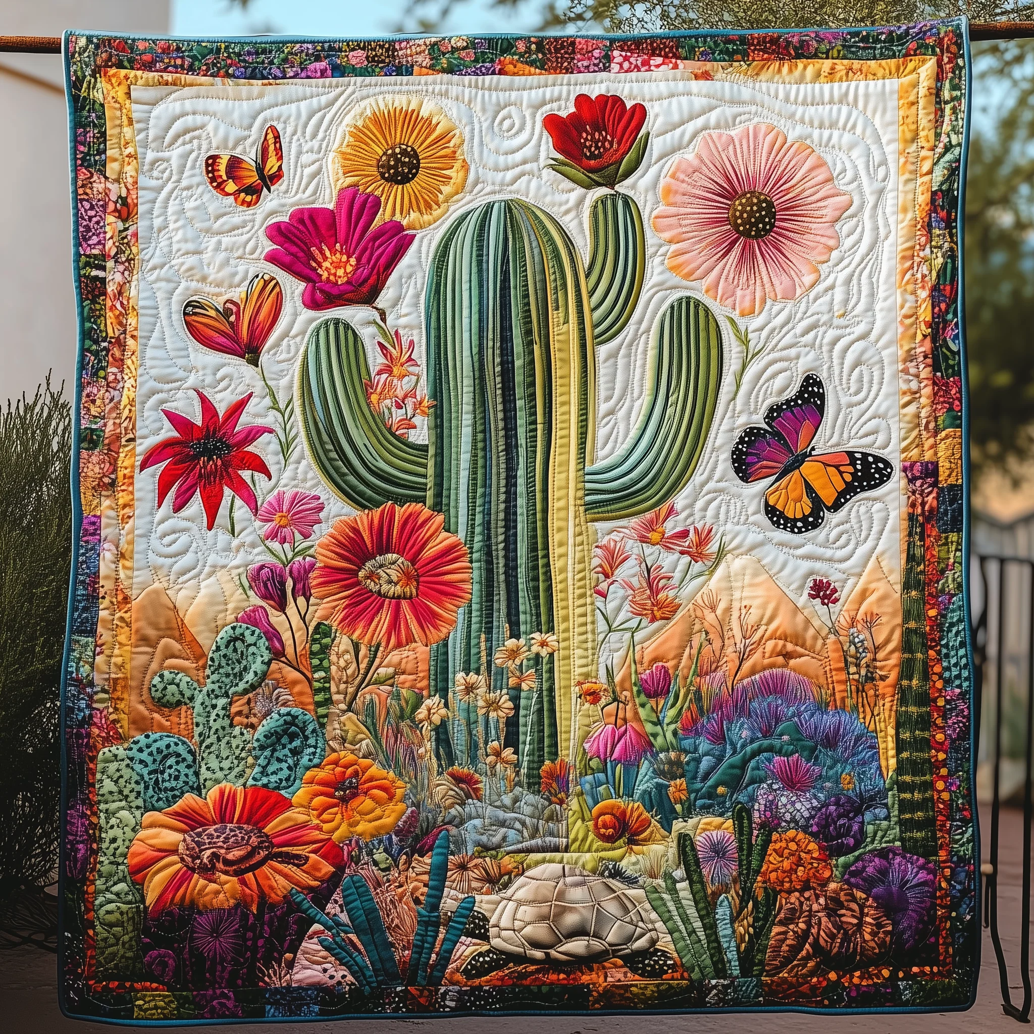 Blooming Cactus Quilted Blanket GFTOHD1787