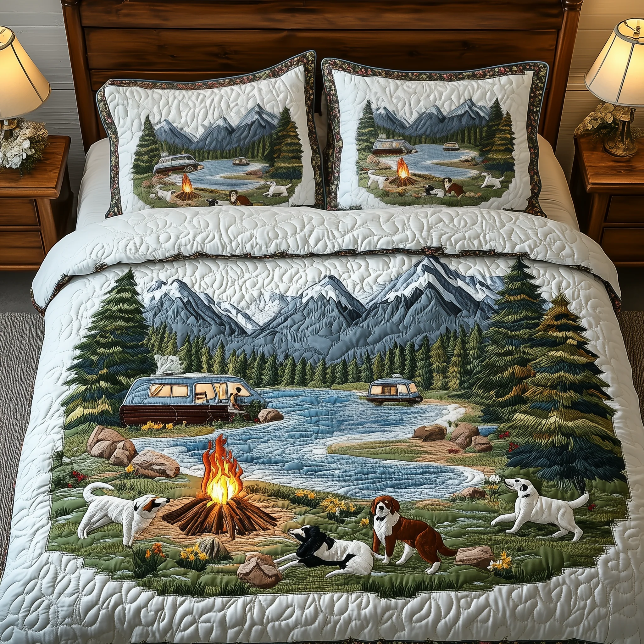 Campfires Adventure 3-Piece Quilted Bedding Set GFTOHD1051